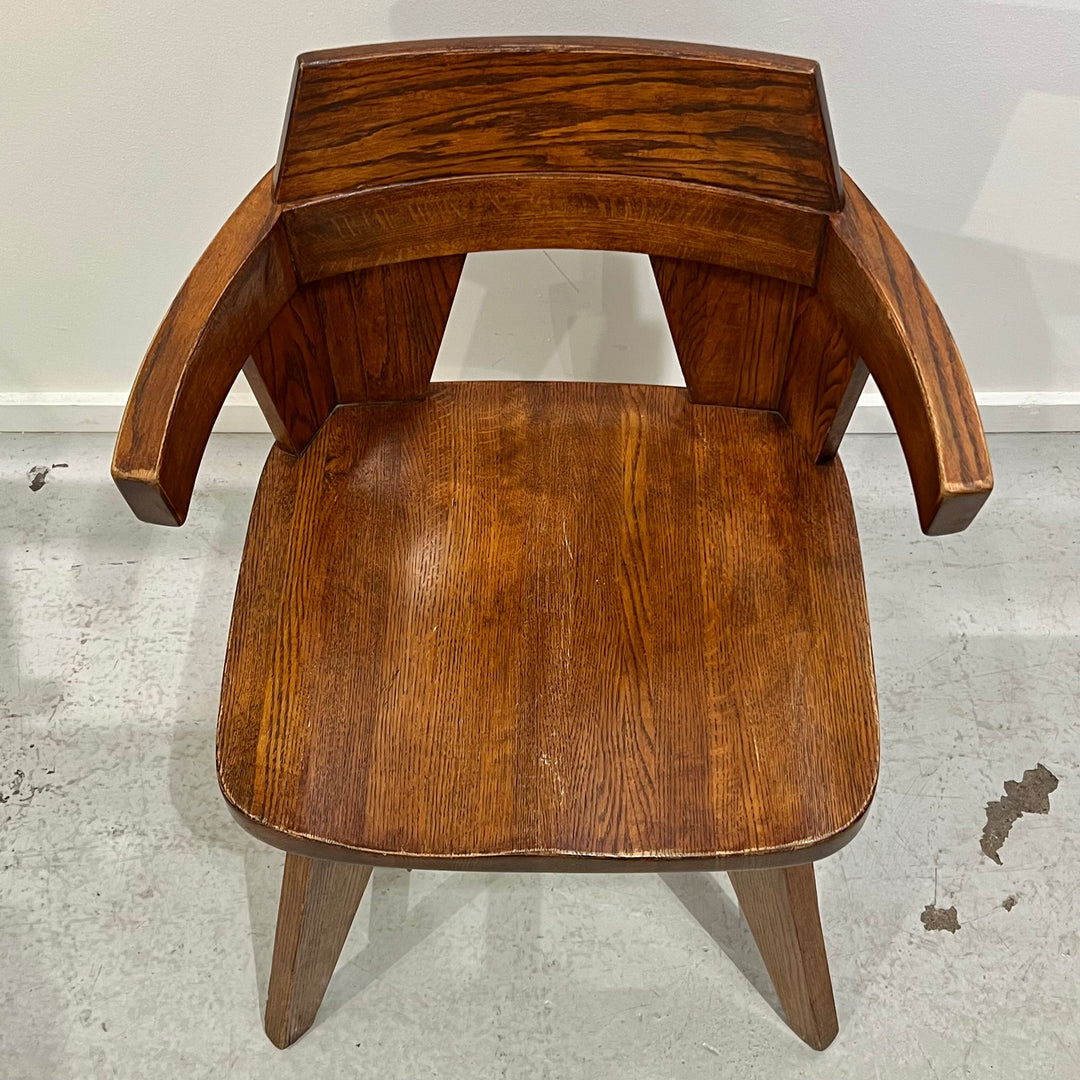 Modernist Solid Oak Armchair
