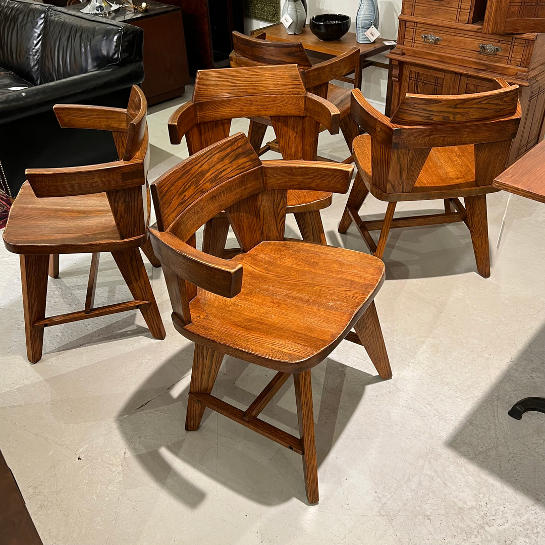 Modernist Solid Oak Armchair