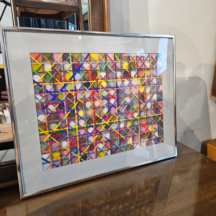 Vintage Op Art Woven Paper Artwork
