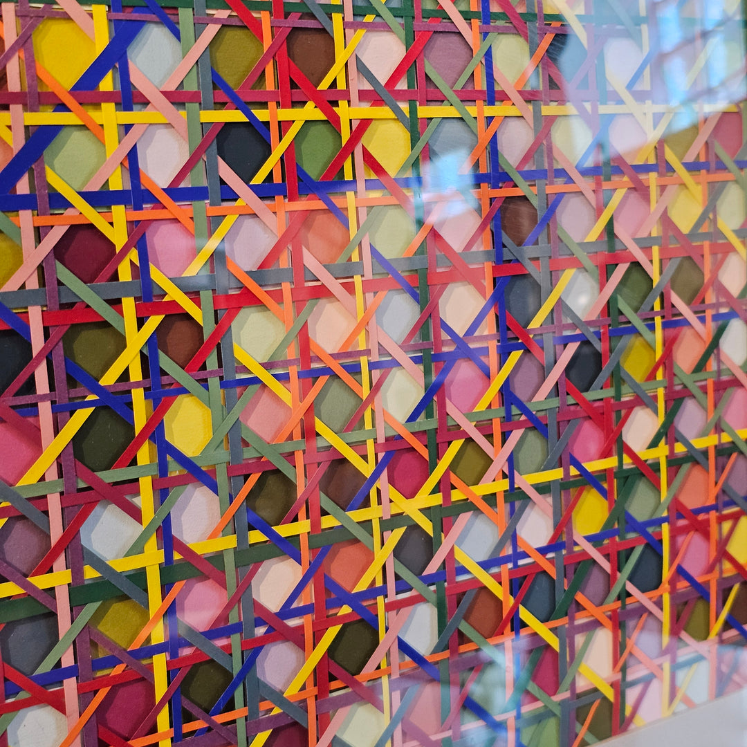 Vintage Op Art Woven Paper Artwork