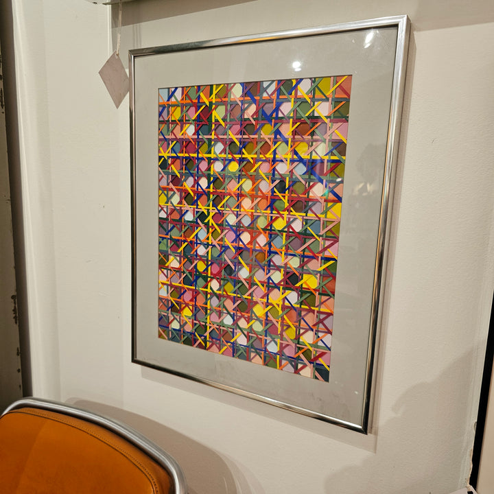 Vintage Op Art Woven Paper Artwork