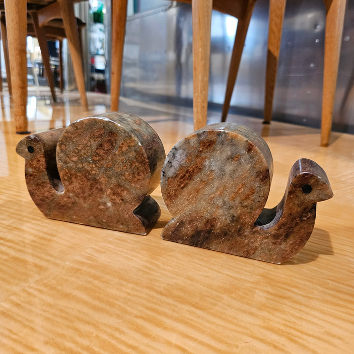 Pr. Italian Snail Themed Alabaster Bookends