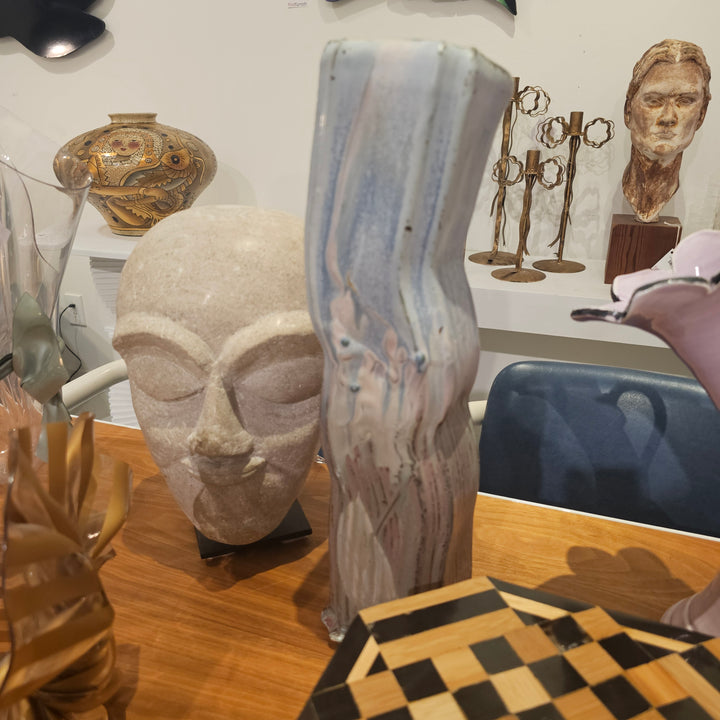 Signed Abstract Blue Vase