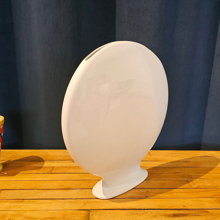 Postmodern White Circular Vase