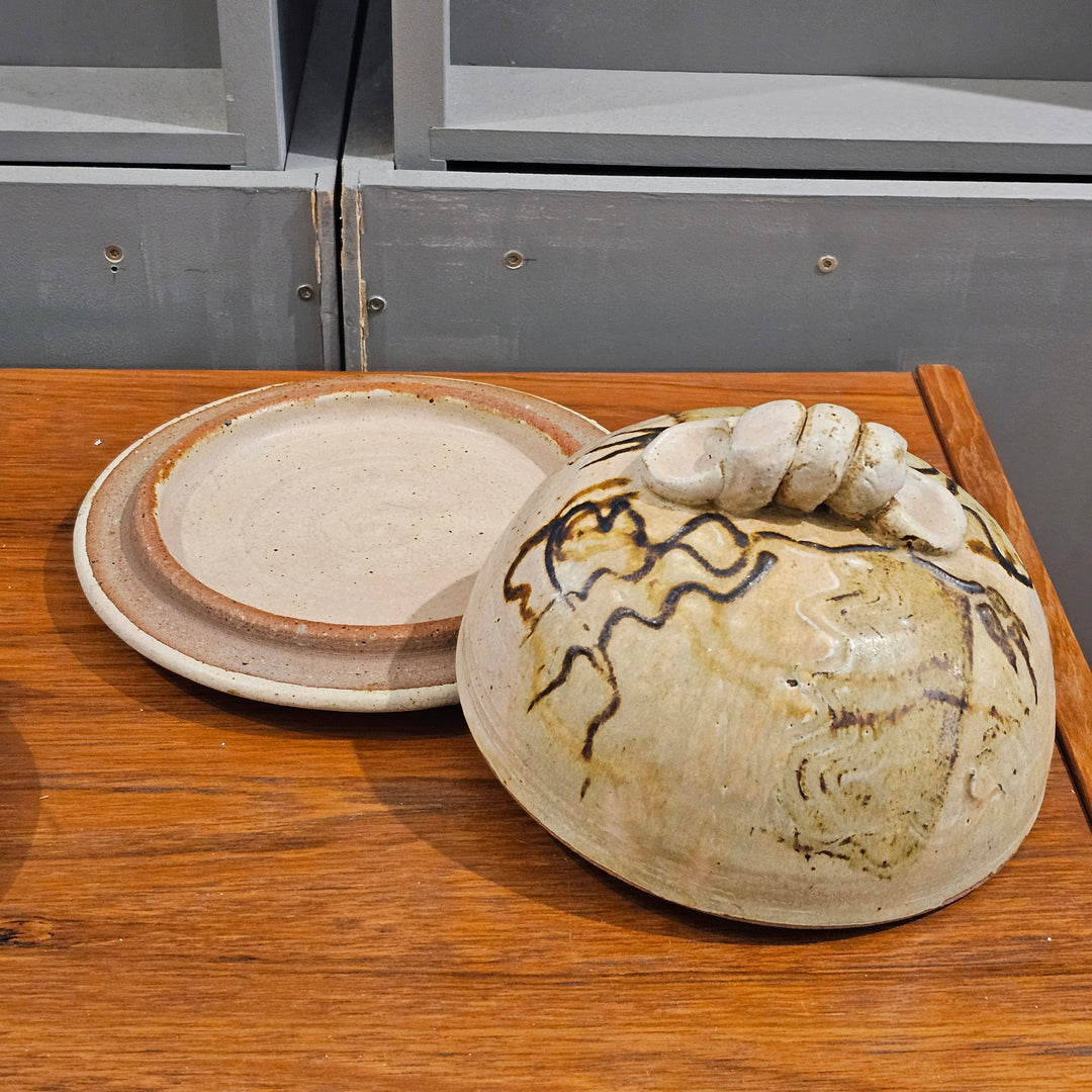 2pc Studio Pottery Domed Butter/Cheese Dish - Signed