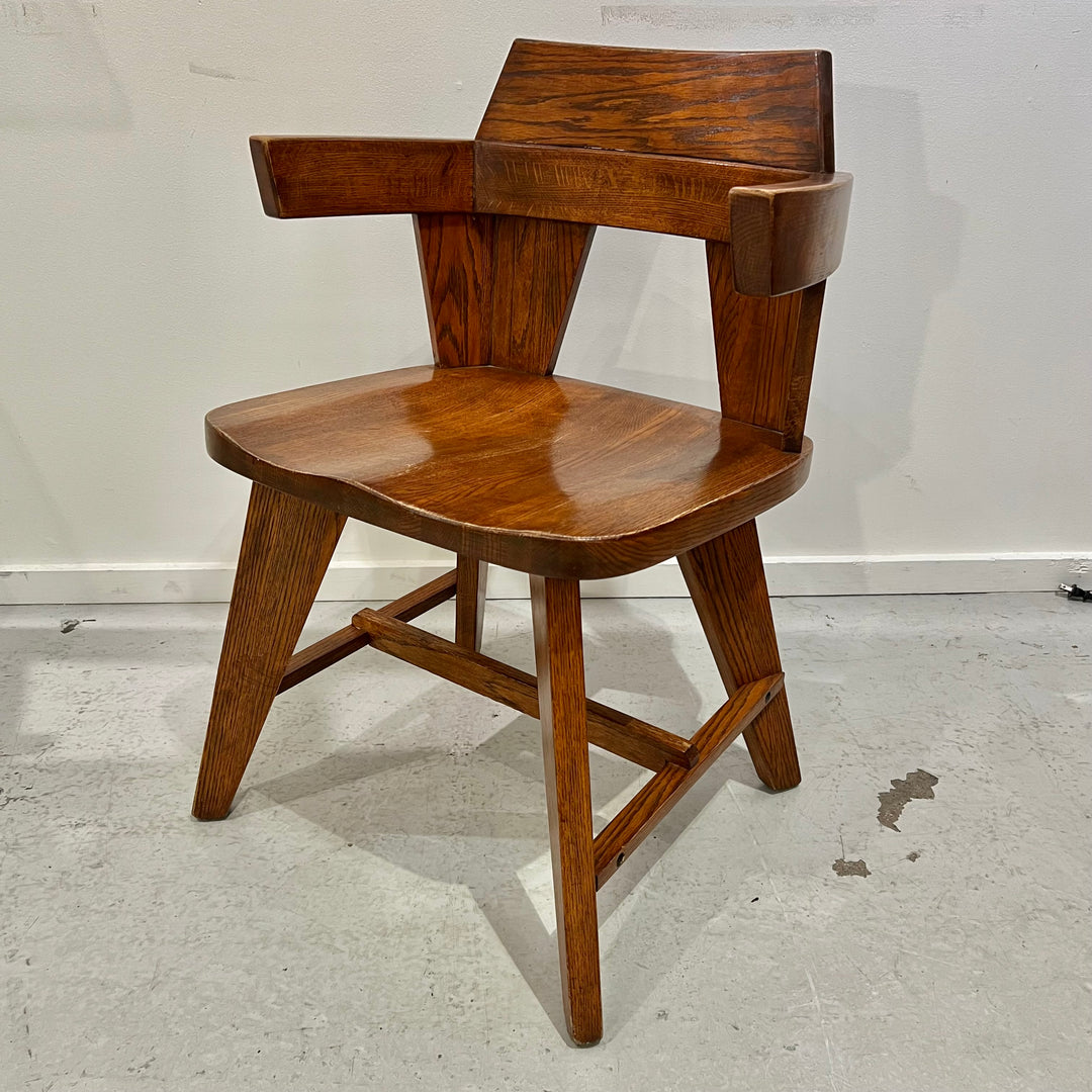 Modernist Solid Oak Armchair