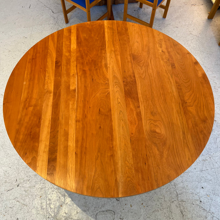 1980s Custom 54” Round Wood Dining Table w/Refinished Top