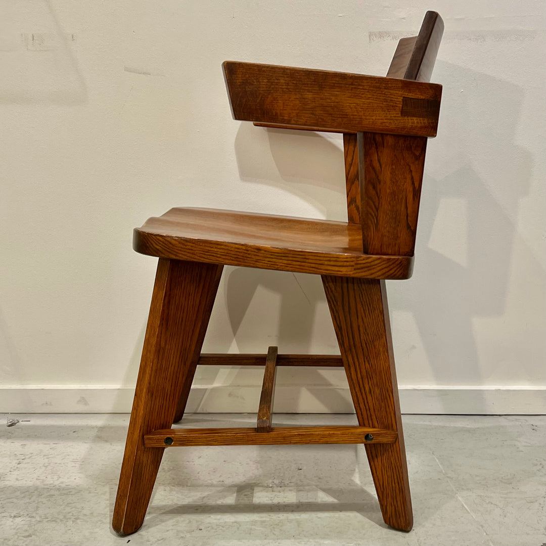 Modernist Solid Oak Armchair