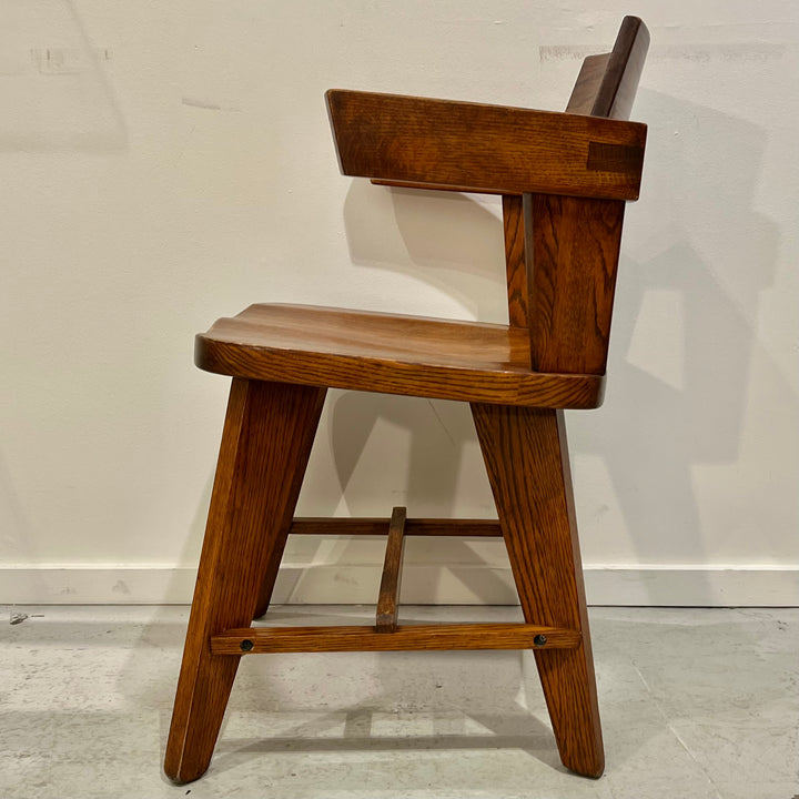 Modernist Solid Oak Armchair