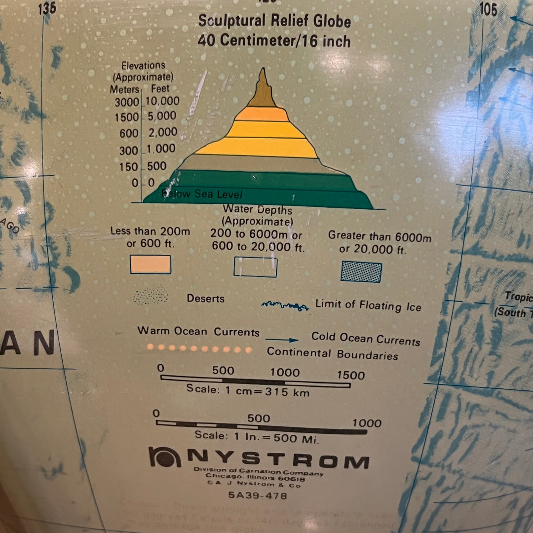 Vintage Nystrom 16” Relief Globe (2)