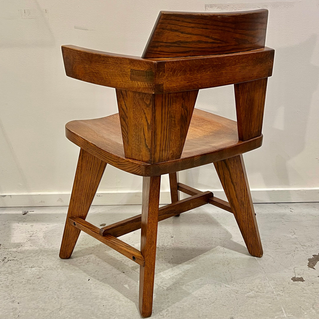 Modernist Solid Oak Armchair
