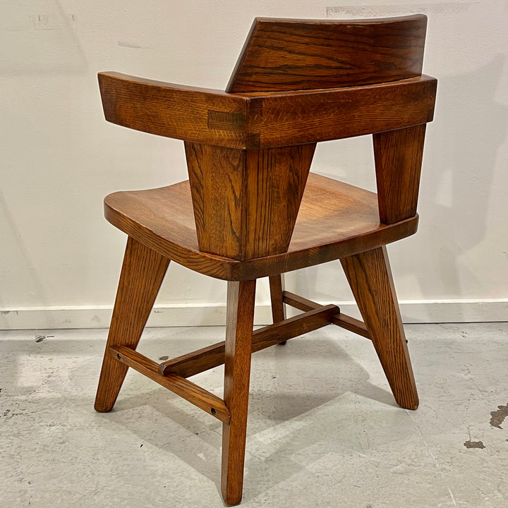 Modernist Solid Oak Armchair