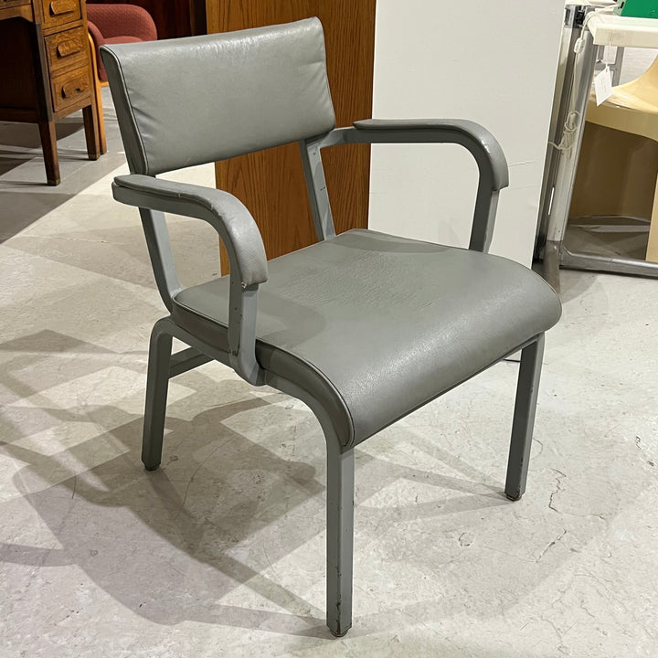 Vintage Gray Industrial Metal Armchair