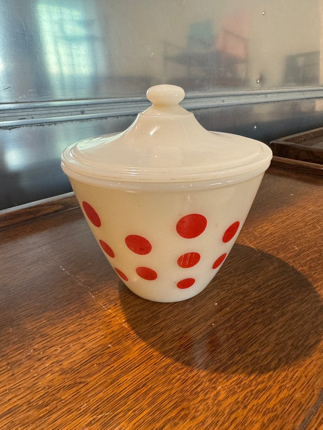 Fire King Polka Dot Lidded Jar