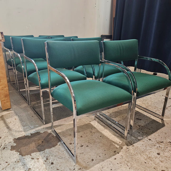 Vintage Chrome Dining Chair in Green