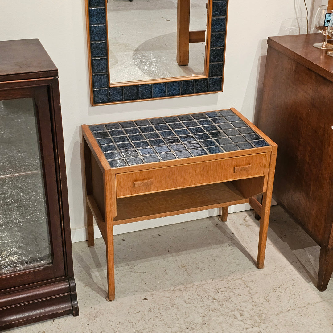 Scandinavian Oak and Tile Bench w/ Matching Mirror