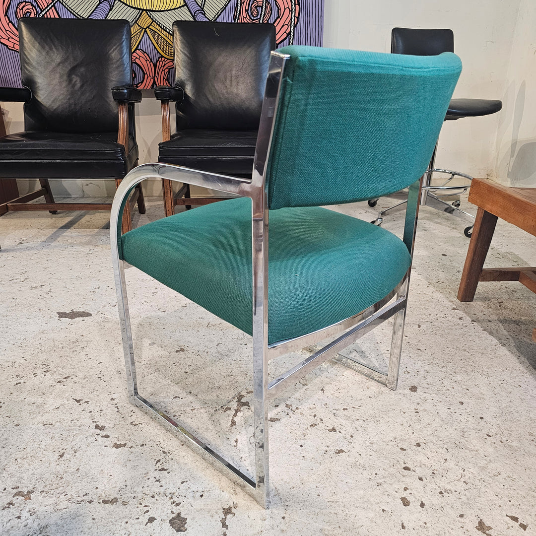 Vintage Chrome Dining Chair in Green