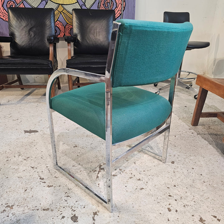 Vintage Chrome Dining Chair in Green