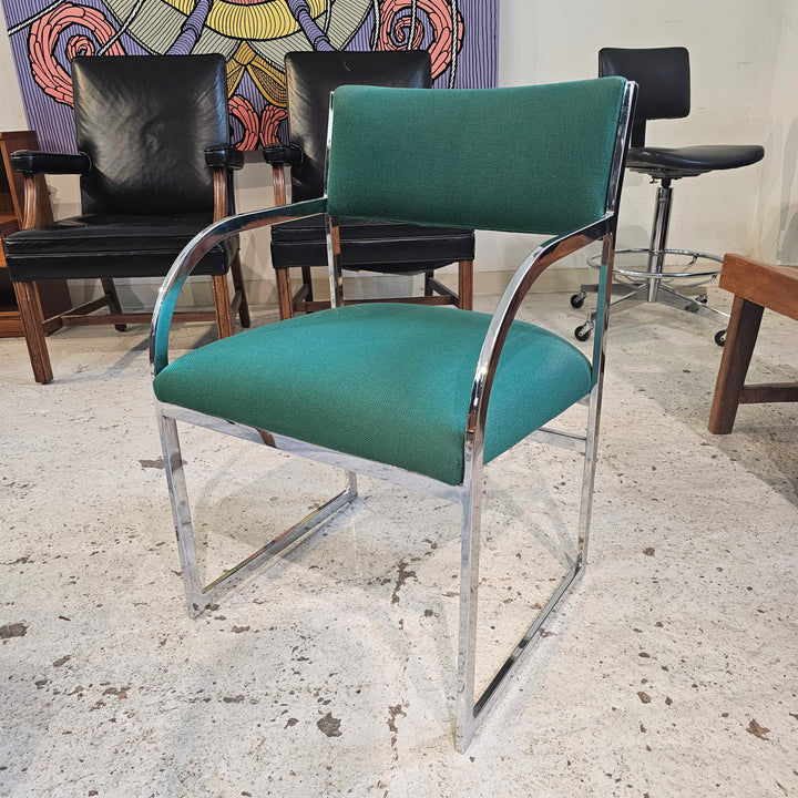 Vintage Chrome Dining Chair in Green