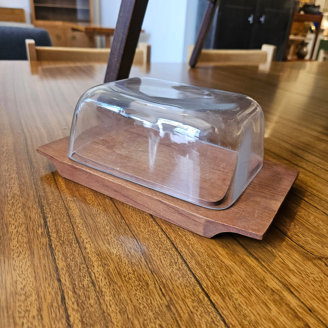 Teak Cheese Tray with Glass Dome