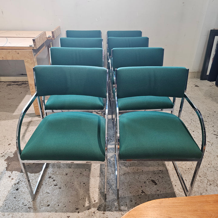 Vintage Chrome Dining Chair in Green